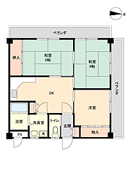 ウイング大黒町 3DKの間取図画像