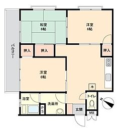 東峰マンション大宮 3DKの間取図画像