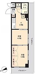 ホーユウパレス岸根公園 2Kの間取図画像
