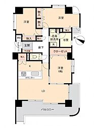 トーカンマンション浄水通り17 3LDKの間取図画像