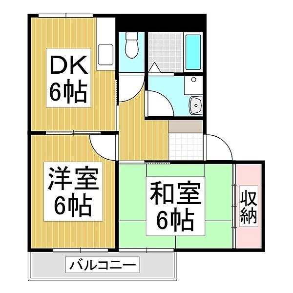 長野県茅野市本町西(賃貸アパート2DK・1階・44.20㎡)の写真 その3