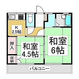高林荘 2階2Kの間取り