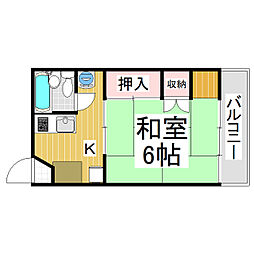 ハイツエール 2階1Kの間取り