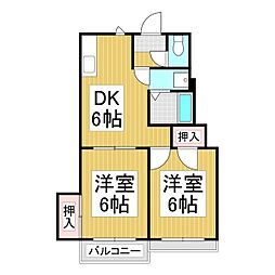 コーポGOTO 1階2DKの間取り