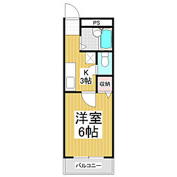 サンベルクイマイ 3階1Kの間取り