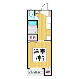 エルコーポII 1階1Kの間取り