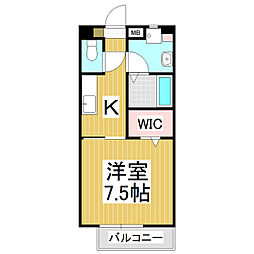 ビューティー・クリアスカイ北大出 1階1Kの間取り