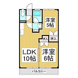 コーポオオタケ 2LDKの間取図画像
