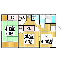 吉江アパート 2DKの間取り