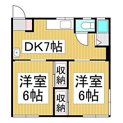 コーポラス丸叶 2DKの間取図画像
