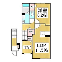 アルペン ディアハイツ 1LDKの間取図画像