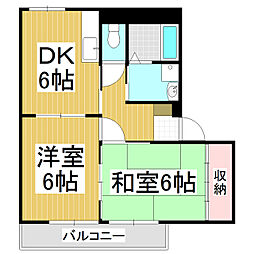 サンライズハラタA 2DKの間取図画像