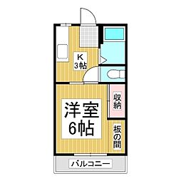 コーポカネセン 1Kの間取図画像