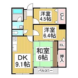 レスコ高島 3DKの間取図画像