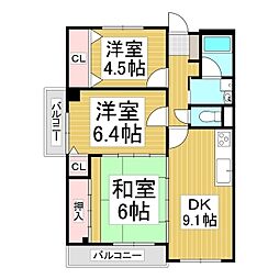 レスコ高島 3DKの間取図画像