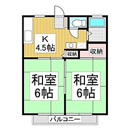 茜ハイツ 2DKの間取図画像