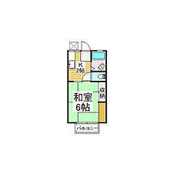 パークサイドB 1Kの間取図画像