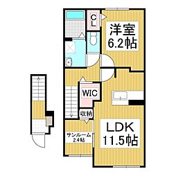 メルベーユK・C 1LDKの間取図画像