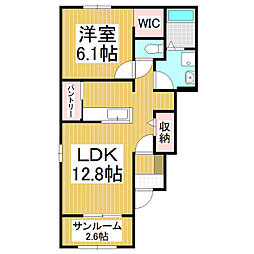 ルミエールA 1LDKの間取図画像
