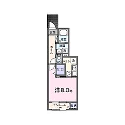 グランデ未来 1Kの間取図画像
