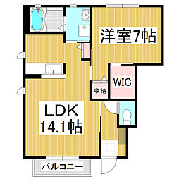 ブレスコート 1LDKの間取図画像