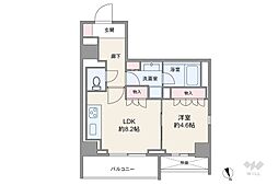 リビオレゾン新虎通り 1DKの間取り