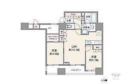 ワールドシティタワーズアクアタワーA3棟 2LDKの間取図画像