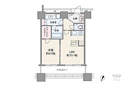 カテリーナ三田タワースイート 1LDKの間取り