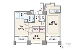 芝浦アイランドケープタワー 2LDKの間取図画像