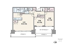 品川イーストシティタワー 2LDKの間取図画像