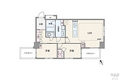 スカイグランデ汐留 2LDKの間取図画像