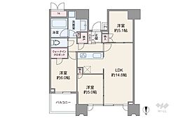 ドゥ・トゥールWEST棟 3SLDKの間取図画像