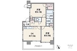 東急ドエルアルス恵比寿イスト 2DKの間取図画像