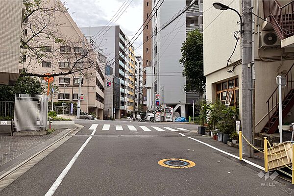 敷地東側の前面道路（北側から）
