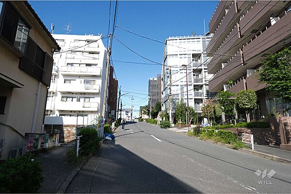 敷地南西側の前面道路（南東側から）