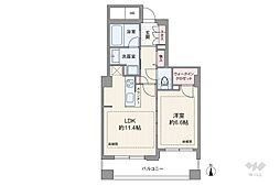 エルラフィナ白金 1LDKの間取図画像
