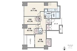 ワールドシティタワーズアクアタワーA3棟 3LDKの間取図画像