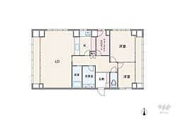 目黒グランドマンション 2LDKの間取図画像