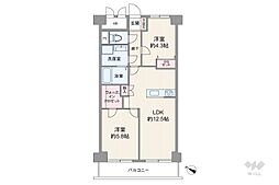 バロール代々木マンション 2LDKの間取図画像