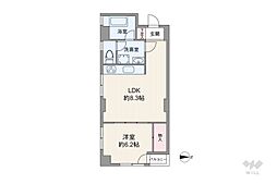 常盤松葵マンション 1DKの間取図画像