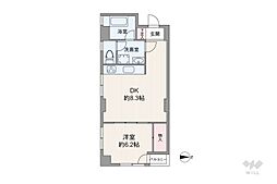 常盤松葵マンション 1DKの間取図画像