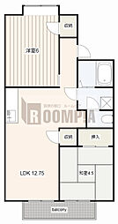 MUヒルズB 107 1階2LDKの間取り