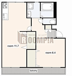 グリーンパーク棚橋B 1階1LDKの間取り