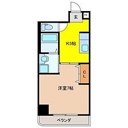 シャトーみずほ 2階1Kの間取り