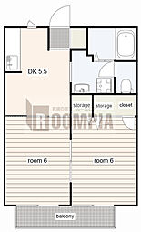 メゾンド伊藤III 1階2DKの間取り