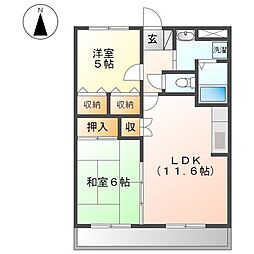ウッドヴェール 2LDKの間取図画像