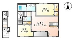 ラシュラン 2LDKの間取図画像