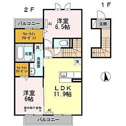 マイスター蔵前B棟 2LDKの間取図画像