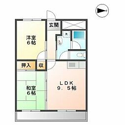 ファミール辻 2DKの間取図画像
