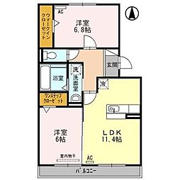 アステール 2LDKの間取図画像